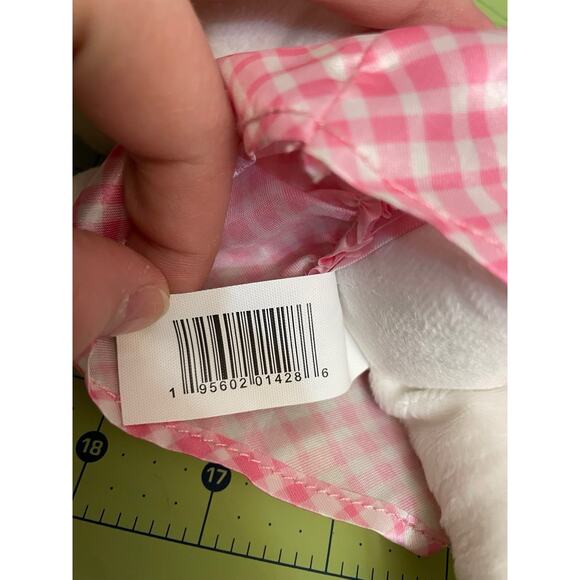 Happy Go Fluffy White & Pink Easter Bunny Rabbit Plush Stuffed Satin 11” Set Lot - Picture 7 of 9